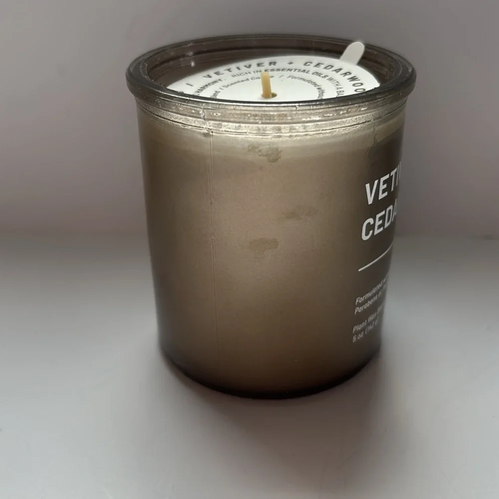 Project 62 Vetiver and Cedarwood Candle Glass Brown Jar